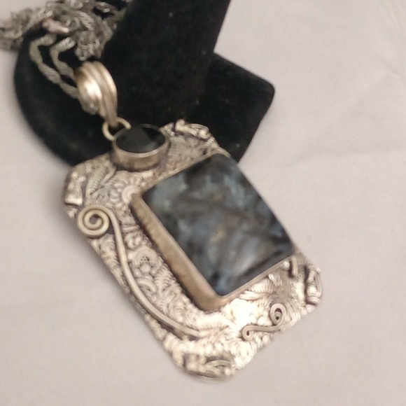 Huge and vintage obsidian and black onyx pendant 🖤 - Picture 2 of 5